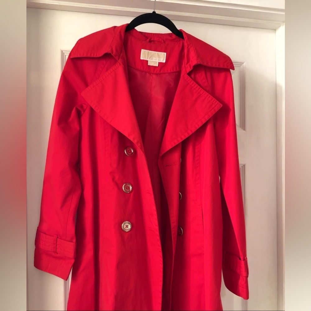 Michael Kors Red Trench Coat Classic Tailored Design